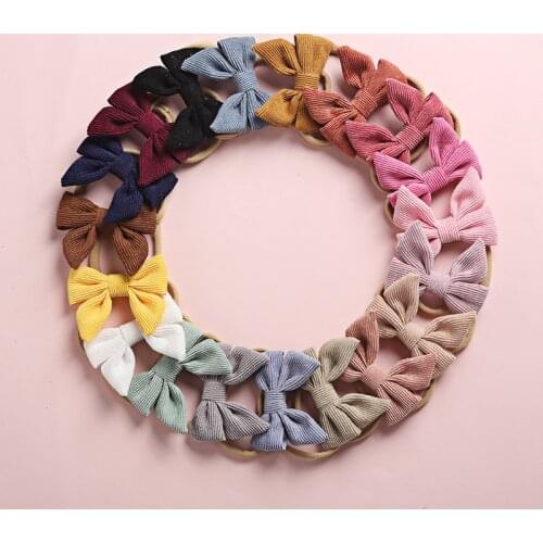 Baby Headband Bow Headbands For Girl Corduroy Head Band Thin Nylon Hairband Newborn Kids Toddler Hair Accessories Spring Summer
