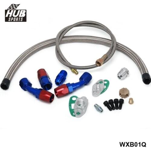 Universal Turbo Oil Line Kit Feed + Return Drain 4AN 10AN T3 T4 T76 Oil Pan Plug HU-WXB01Q