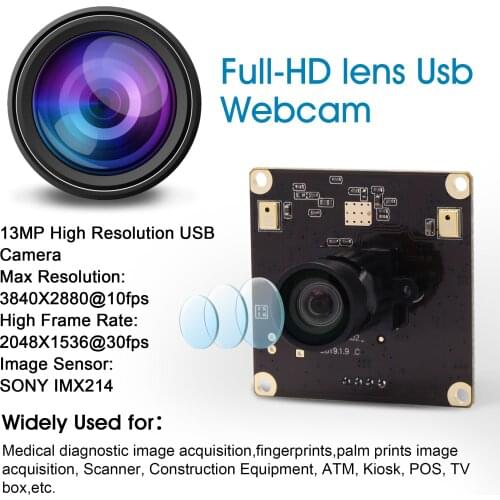 13MP 3840x2880 USB Webcam 1/3 Sony IMX214 USB Web Cam Module with Mic Microphone for industrial vision