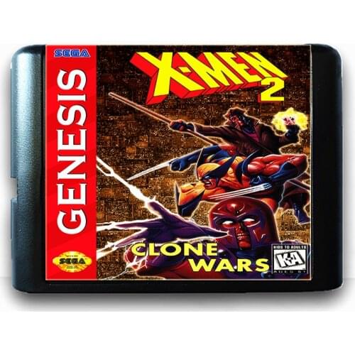 X-men 2 Clone Wars for 16 bit Sega MD Game Card for Mega Drive for Genesis Video Game Console