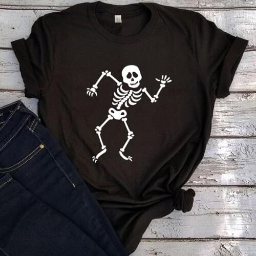 Dancing Skull Woman Tshirts Gothic Plus Fashion Clothing Women Halloween Horror Movie Graphic Tee Women Fashion Tops Skull
