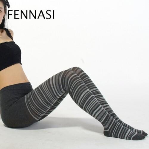 FENNASI Autumn Winter Striped Women Tights Women High Waist Casual Thick Warm Tights Female Compression Cotton Winter Pantyhose