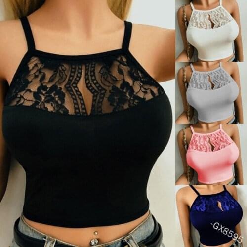 [You're My Secret] New Lace Sexy Camisole Womes Nightclub Clothes 5 Colors See Through Crop Top For 2021 Summer