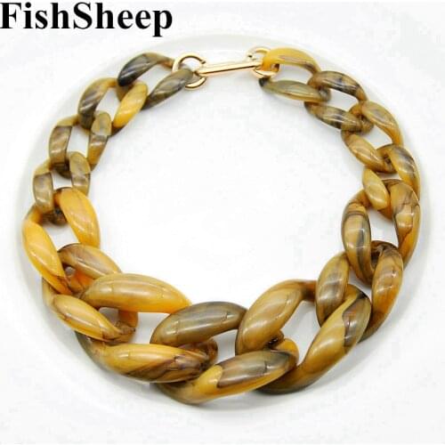 FishSheep New Big Acrylic Chain Choker Necklace For Women Statement Resin Long Chain Pendant Necklaces Collar Fashion Jewelry