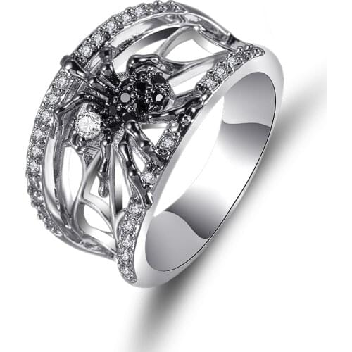Women Ring Black Widow Spider Web Stereo Ring Female Personality Charm Fashion Jewelry Popular Exquisite Party Jewelry