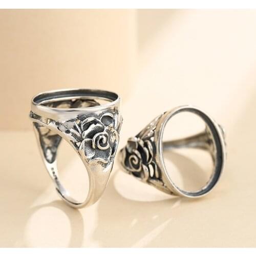 13*17mm 925 STERLING SILVER women Semi Mount Bases Blanks base blank Pad VINTAGE wedding rings ring Setting set diy A5342