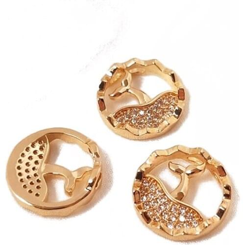 2PCS Whale Tail Pendant Necklace 14k Gold Plated Superior Quality Charms for Jewelry Findings Making DIY Earrings Accessories