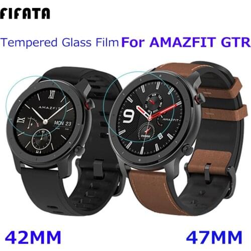 FIFATA 2pcs Full Screen Tempered Glass Protector Film For Xiaomi Huami Amazfit GTR 47MM 42MM Smart Watch Bracelet Accessories