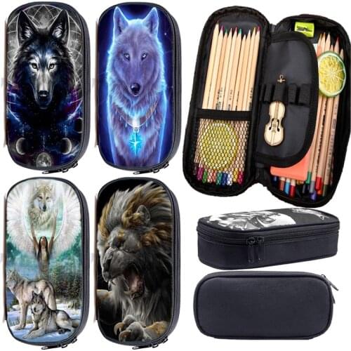 3D Animal Lion Wolf Pencil Case Children Pencil Box High Quality Pencil Bag Cosmetic Case School Supplies Bag Girls Boys Pencase