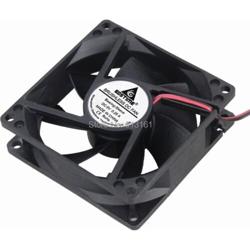 5 PCS Gdstime 80mm 80x80x25mm 8cm DC 5V 2Pin Brushless Computer Case Fan CPU PC Laptop Cooling Cooler Fan
