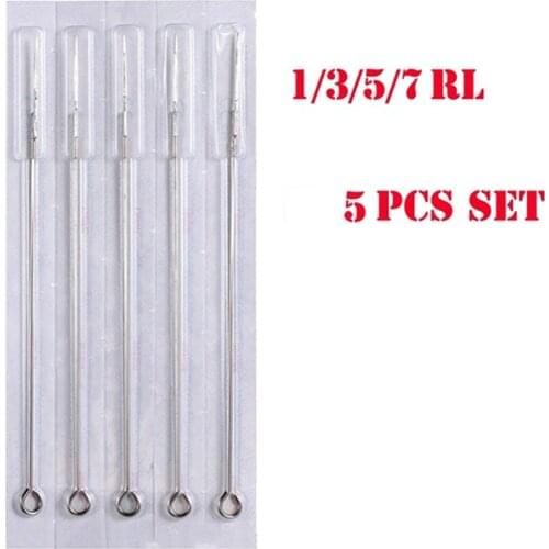 5Pcs/Set Stainless Steel Professional Makeup Microblading Tattoo Needles Tattoo Shader Beauty Needles Tattoo Machine Supplies