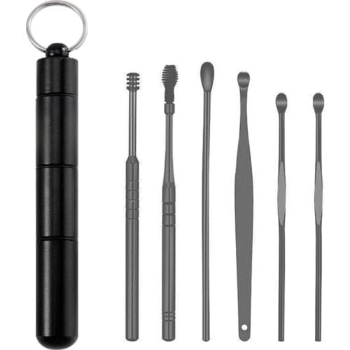 6Pcs/set Ear Clean Tool Ear Wax Pickers Stainless Ear Pick Wax Remover Curette Ear Scoop Spoon Earwax Ear Cleaner Spoon Care