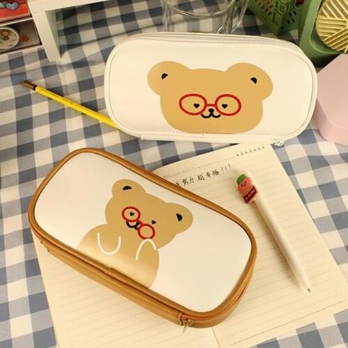 Bentoy Milkjoy Student School Pencil Bag Kawaii Bear Japan Korea Fashion Large Capacity Cute Pen Box Girls Cosmetic Cases Holder