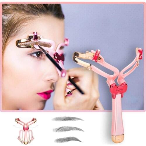 Free Shipping Eyebrow Stencil 3 in 1 Adjustable Easy Eye Brow Shapers, Easy Eyebrow Stencils Kit Makeup Model Template DIY Tool