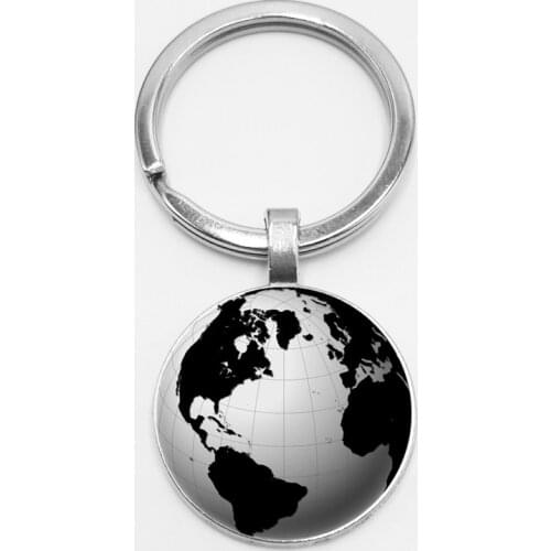 Earth World Map Seven Oceania Time Glass Keychain Globe Retro Car Keychain Hanging Buckle DIY Photo Customization