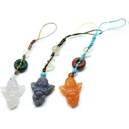 New Arrival Natural Quartz Angel Doll Chain Use For Phonechain Or Key Ring Handmade Diy Delicacy Gift 1PCS
