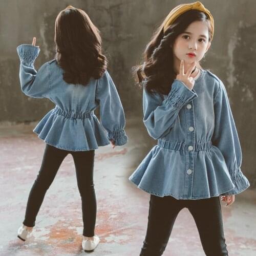 Baby Blouse Spring Fall 2020 Children Jeans Coat Big Girls Clothes School Shirts for Girls Button Down Tops and Blouses 6 8 12Y
