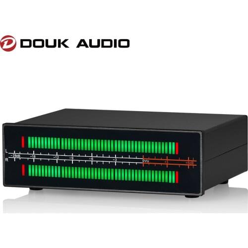 Douk Audio MIC+LINE Stereo LED Sound Level Meter Music Spectrum Visualizer Stereo Audio Adapter/Splitter Audio Display Analyzer