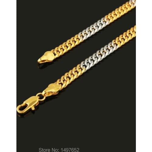 Adixyn Two Tone Colar For Men/Women Fashion Jewelry Gold Vacuum Plating Cuban Link Chain Necklace Wholesale