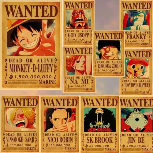 One Piece Luffy Retro Anime Poster Picture Kraft Paper Poster And Prints Cuadros Art Decoration Mural Home Kids Room Wall Decor