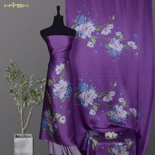 HYSK 100% mulbery satin crepe silk fabric soft african digital print custom vintage floral genuine charmeuse for wedding E2606