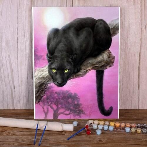 Animal Black Panther Painting By Numbers Package Oil Paints 40*50 Canvas Pictures Paintings Crafts For Adults Art