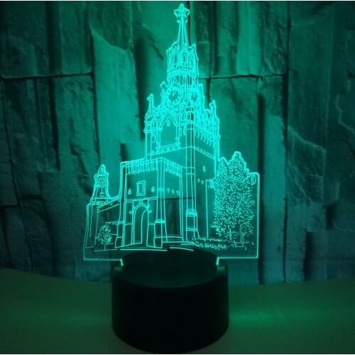 Bell Tower 3d Lamp Remote Touch switch Lovely 7 color change Led Night Light Christmas gift for baby room lights