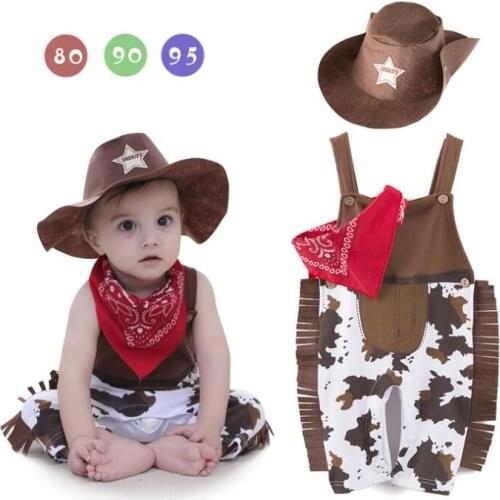 2019 Newborn Romper Photography Costume for Baby Boy Cowboy Bodysuit Baby Halloween Cosplay Baby Toddler Clothing for Kids
