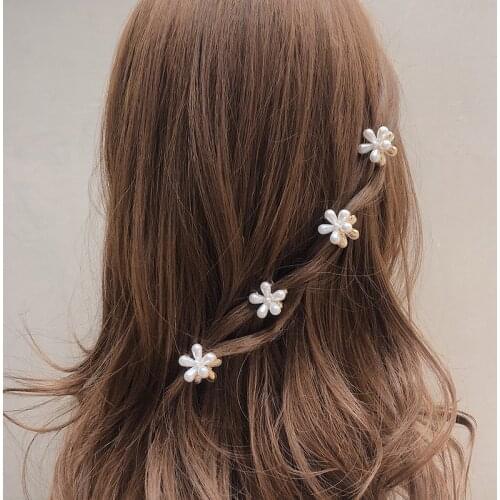 2pcs Fashion Women Girls Mini Imitation Pearl Flower Hair Claws Hair Holder Sweet Hair Clip Styling Tool Simple Hair Accessories