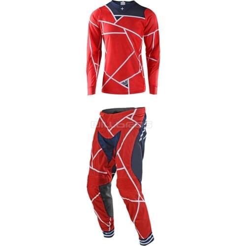 Motocross Gear Set MX Dirt Bike Mountain Bicycle Offroad Jersey Pants Moto Cross Kits Motorbike Motor Travel Red Suit Mens