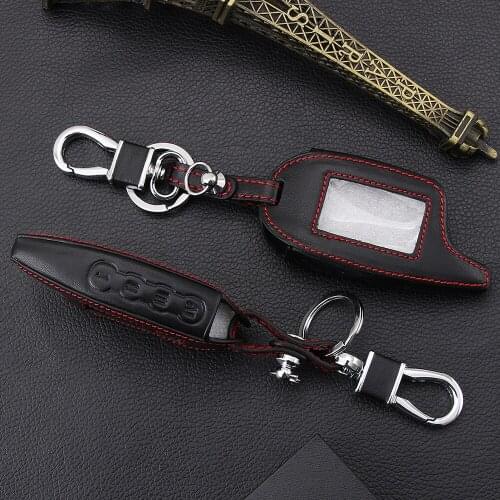 Bucada M7 Leather Key Cover Keychain for Scher-khan magicar 7/8/9/10/11/12 Two Way Car Alarm system LCD Remote Controller