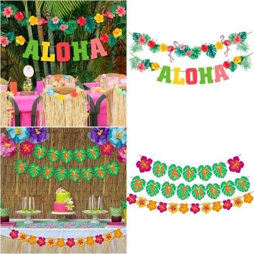 Staraise Turtle Leaf Summer Hawaiian Flower ALOHA Letter Banner for Hawaiian Party Happy Birthday Party