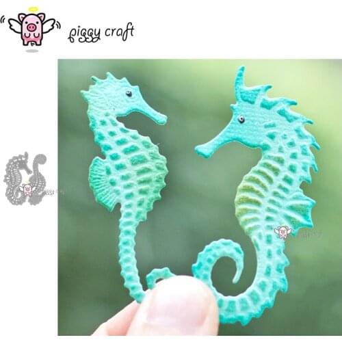 Piggy Craft metal cutting dies cut die mold 2Pcs Seahorse decoration Scrapbook paper craft knife mould blade punch stencils dies