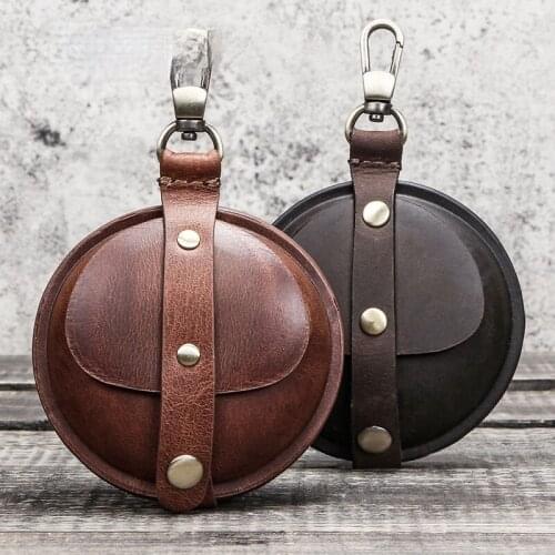 European and American retro crazy horse leather multi-function coin purse data cable Bluetooth headset case
