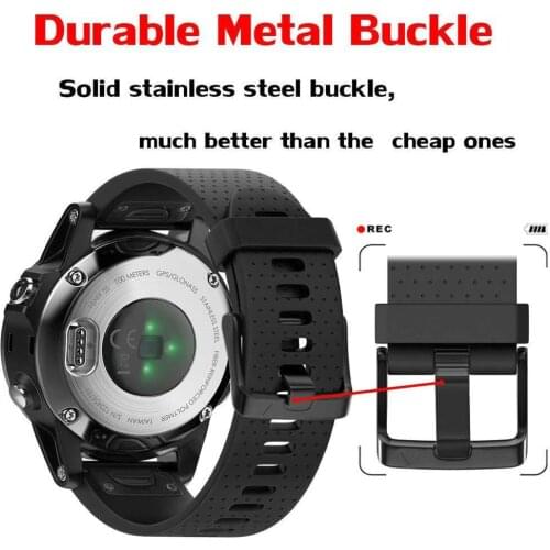 For Garmin Fenix 5S Band 20mm Width Easy Fit Soft Silicone Watch Band for Fenix 5S 5S Plus Black Silver Buckle 10.28