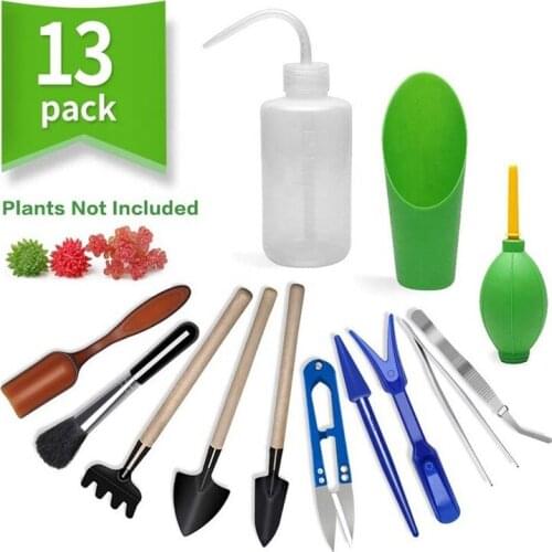 13PCS Mini Succulent Planting Gardening Hand Tools Set Watering Bottles Miniature Garden Plants Bucket Shovel Tools