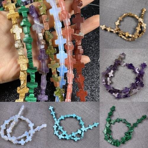 Natural Semi-precious Stone Crosses Beaded Crystal Agates Scattered Beads for Jewelry Making DIY Bracelet Necklace Accessories