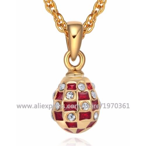 YAFFIL 2019 Christmas Womens Fashion Crystal Pendant Luxury Rhinestone Brass Retro Egg Pendant Glamour Lad Classic Necklace