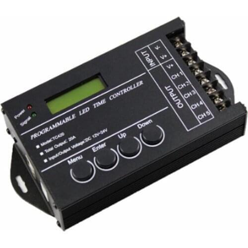 WIF Time programable RGB LED Controller TC421 TC420 DC12V/24V 5Channel Total Output 20A Common Anode Programmable for Led Strip