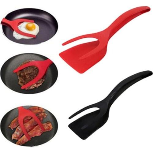 2 In 1 Egg Spatula Clip Tongs Toast Pancake Steak Sausage BBQ Fast Gripping Flipping Scoops Utensils Kitchen Accessories