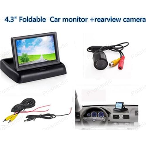 Foldable 4.3 inch Car Rear View Monitor with 8 LED Car Rearview Reversing Camera Parking Monitor System