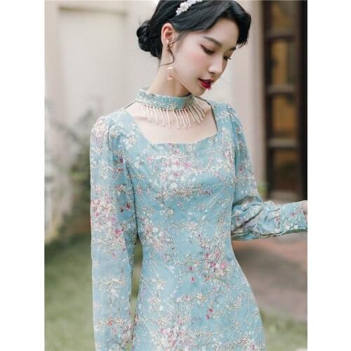 SWEETXUE 2021 Tassel Pendant Embroidered Dress Retro Fashion Temperament Elegant Chic Dress