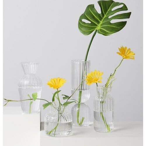Flower Vase For Table Decoration Living Room Decorative Vase Fleur Tabletop Terrarium Glass Containers Handmade Table Glass Vase