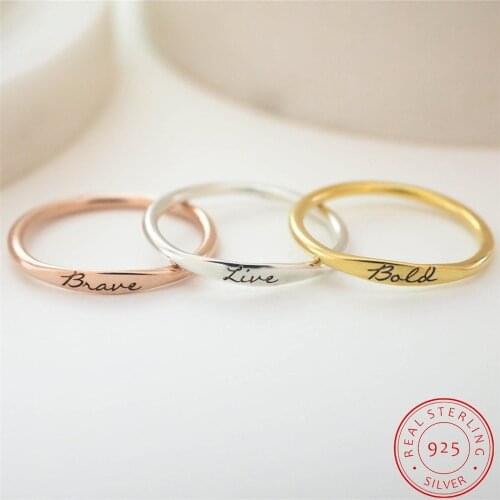 VishowCo Custom Name Ring Personalized 925 Silver Custom Delicate Stacking Laser Ring For Women Jewelry Gift