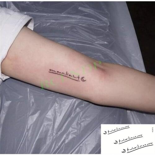 Waterproof Temporary Tattoo Sticker Lovely Moon Line Letter Cross Tatto Flash Tatoo Fake Tattoos for Kids Men Women