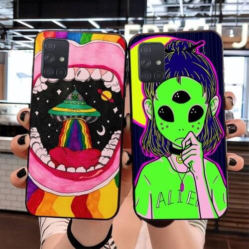 YJZFDYRM Cute Cartoon alien space Painted Phone Case for Samsung S20 plus Ultra S6 S7 edge S8 S9 plus S10 5G lite 2020