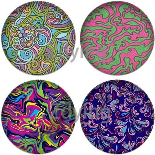 Zdying 10pcs New Arrival Abstract Texture Geometry Round Glass Cabochon Art Picture Dome DIY Pendant Earrings Jewelry Findings