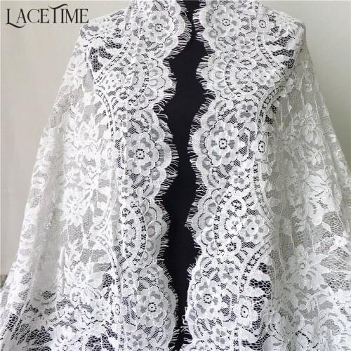 1.5 Meters Long 145cm Wide Embroidered French Chantilly Eyelash Lace Fabric With Corded For Woman Sexy Dress, Costume Design