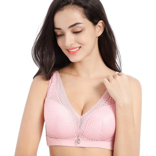 Sexy Lingerie Womens Bras Lace Gather Wire Free Brassiere Girl Bralette Female Plus Big size bh push up Bra Underwear 42 44 Bra