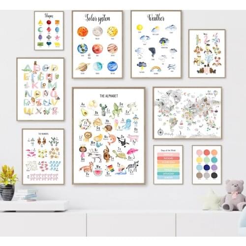 Animals Number Lion Giraffe Bear Sloth Penguin Wall Art Canvas Painting Nordic Posters And Prints Wall Pictures Kids Room Decor